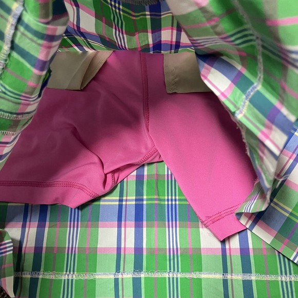 Ralph Lauren Polo Golf Womens Plaid Skort Size 12 Green Pink Preppy Tennis - Picture 6 of 11